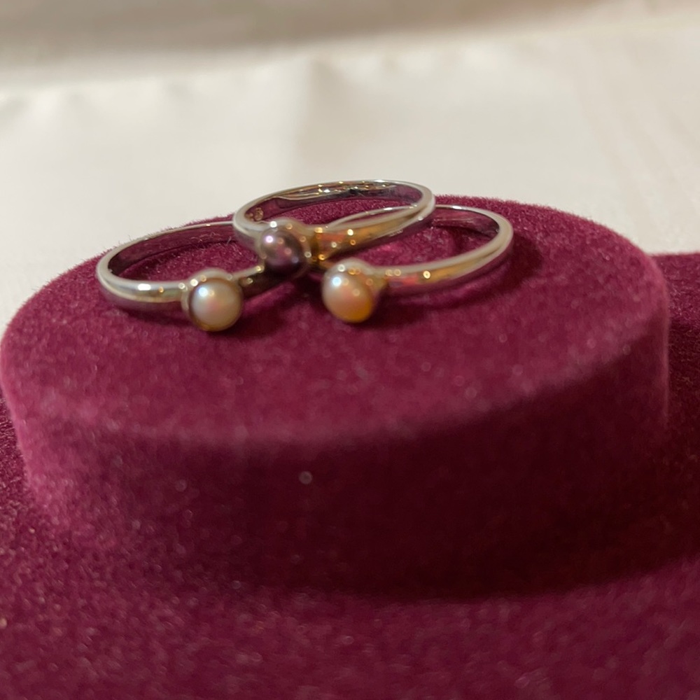 Pearl Skinny Stacking Rings - Picture 5 of 7